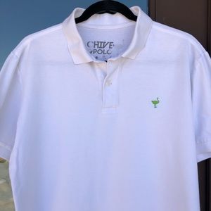 CHIVE Polo White with Green Ostrich Logo L